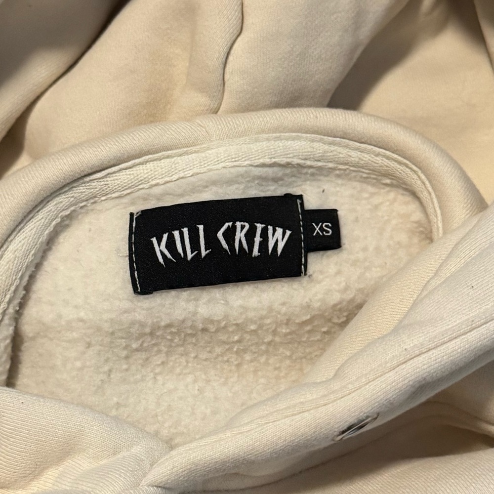 Kill Crew Men's White Hoodie with Graphic Design - Picture 3 of 3